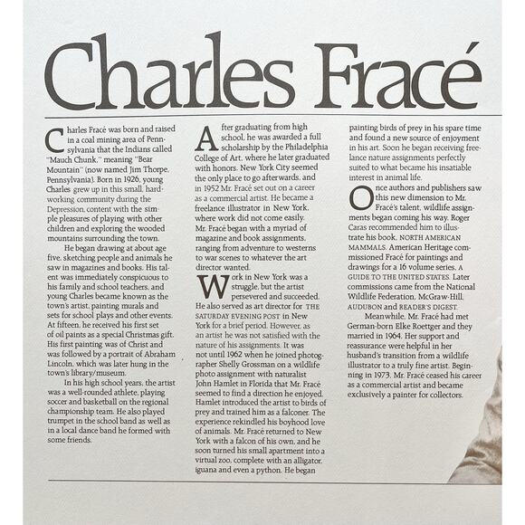 1984 Charles Fracé “Bandit, Raccoon” Large Signed Lithograph Print 30”X22” w/COA - Picture 3 of 11